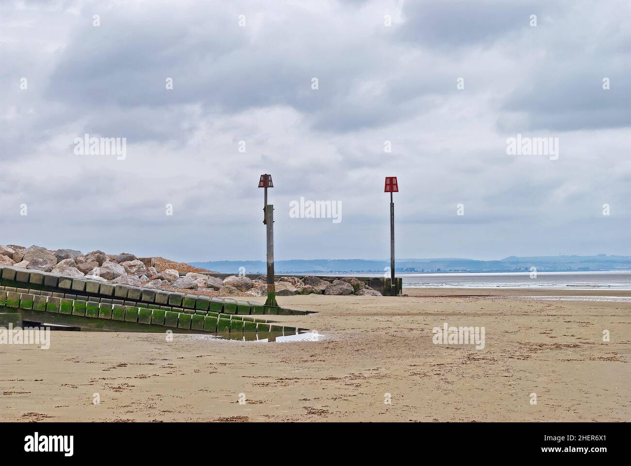 The lower end of lifeboat and sports boat ramps on the beach at low ...