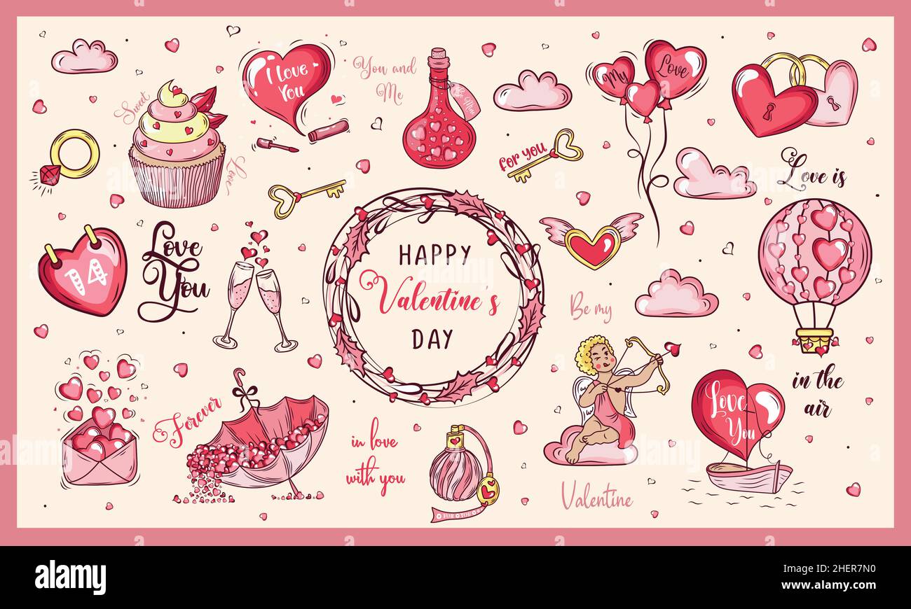 Set cute valentine day Stock Vector Images - Alamy