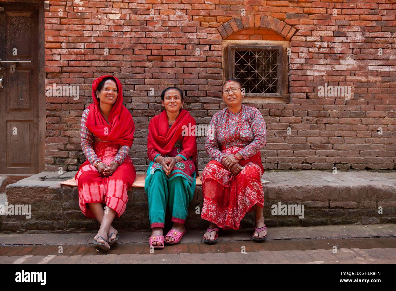 Onlookers during Brahmayani Jatra festivities in the UNESCO World Heritage city of Bhaktapur, Nepal. Stock Photo