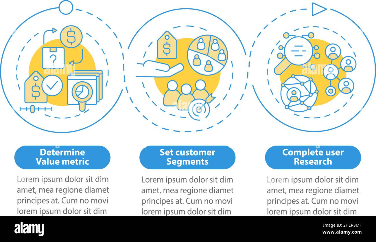 Pricing strategy creation blue circle infographic template Stock Vector