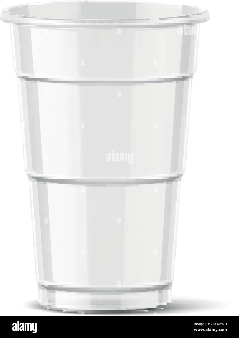 Realistic transparent cup. Disposable plastic container for hot and