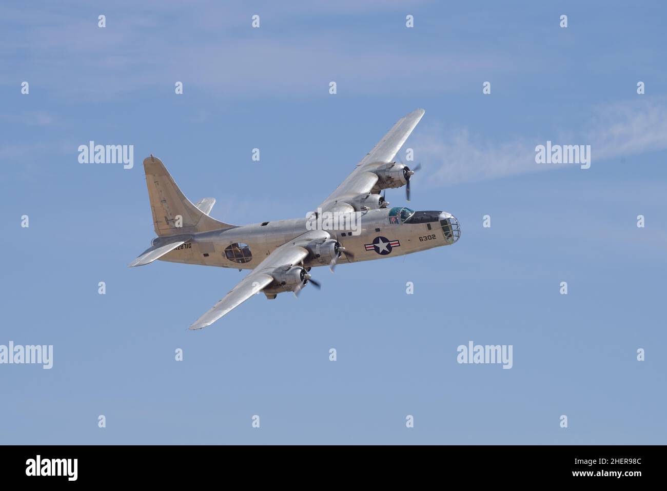 Consolidated PB4Y-2 Privateer (registration N2871G) shown during a flight demo. Stock Photo