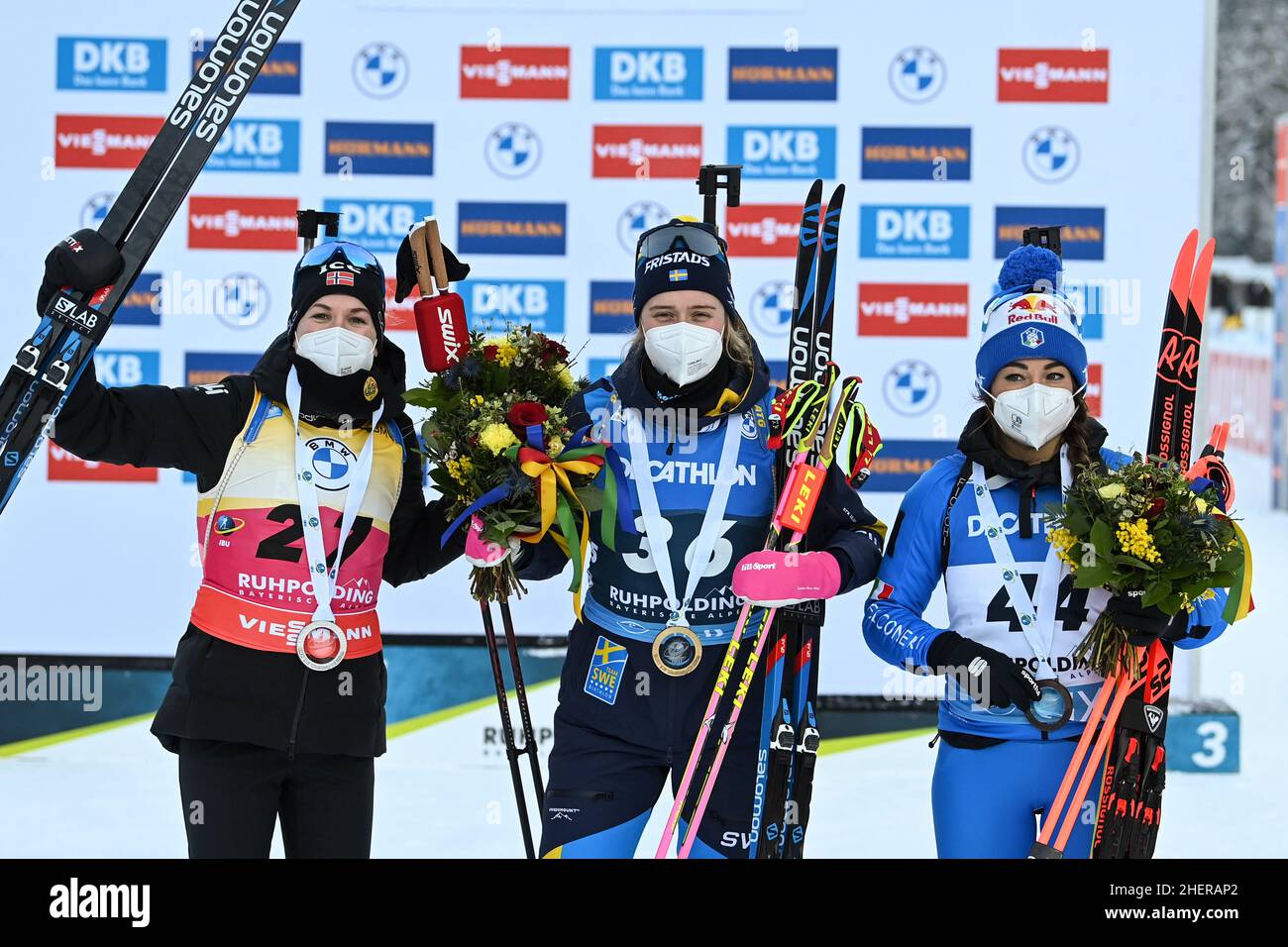 Second placed Dorothea Wierer of Italy skis during the women's 7.5 kilometers sprint race at the Biathlon World Cup in Oberhof, central Germany, Friday, Jan. 9, 2015. (AP Photo/Jens Meyer Stock Photo - Alamy