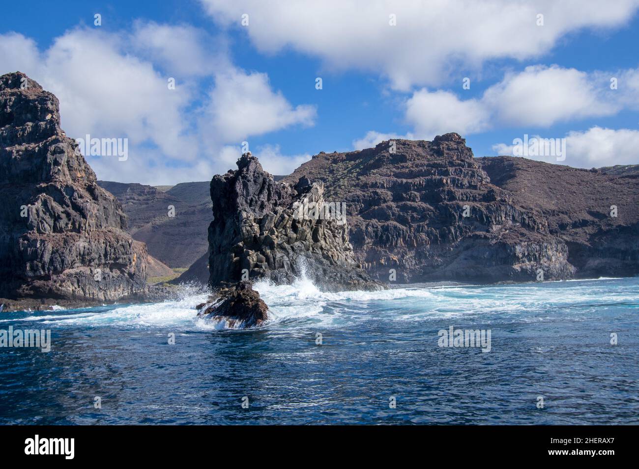Roque de Iguala, Playa de las Arenas, La Gomera, Islas Canarias Stock Photo