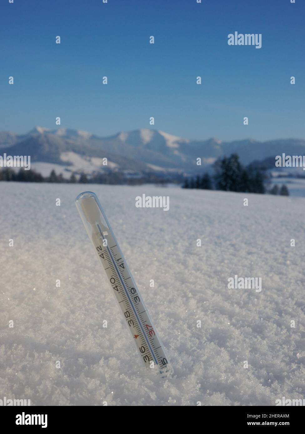 thermometer snow Stock Photo