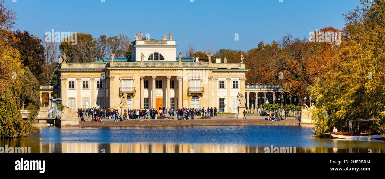 Warsaw, Poland - September 10, 2021: Royal Palace on the Isle Palac na Wodzie known as Baths Palace in Royal Lazienki Krolewskie park in Ujazdow Stock Photo