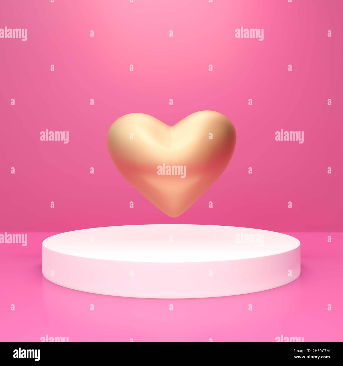 3D rendering gold heart on pink background for valentine Stock Photo ...