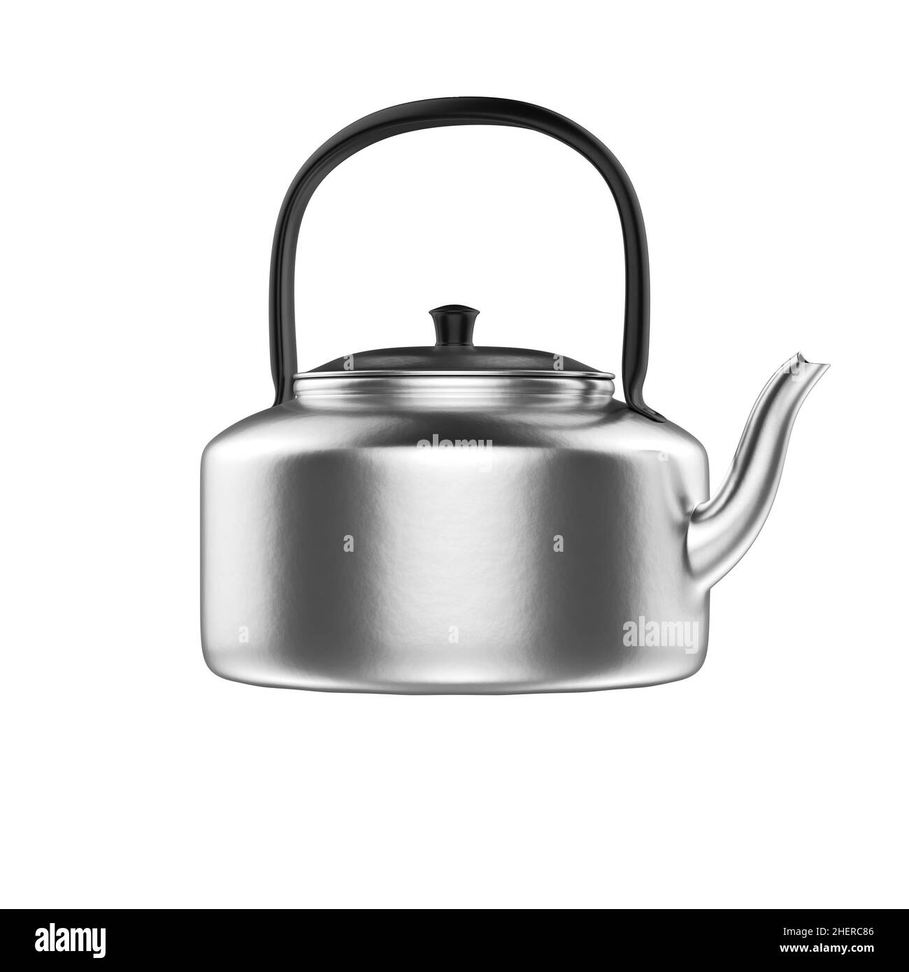 Metal thai style kettle with black handle 3D rendering Stock Photo