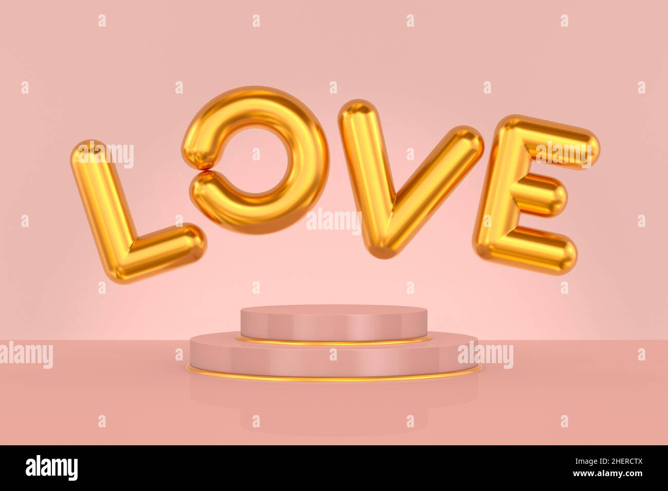 love and pedestal on pink background. 3D illustration Stock Photo Alamy