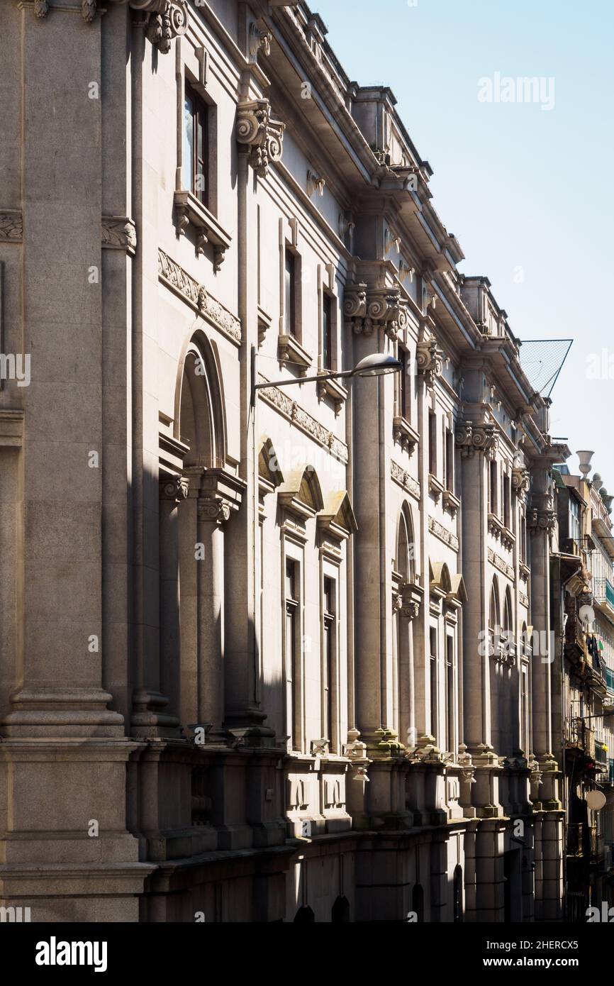 Elegant traditional momumental building in the streets of Porto, Portugal Stock Photo