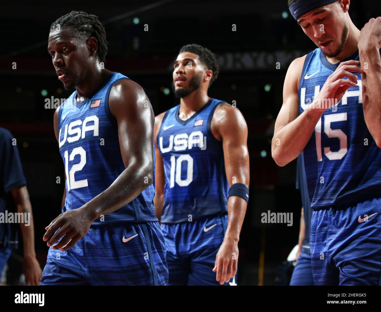JULY 25th, 2021 SAITAMA, JAPAN Jrue HOLIDAY, Jayson TATUM and Devin