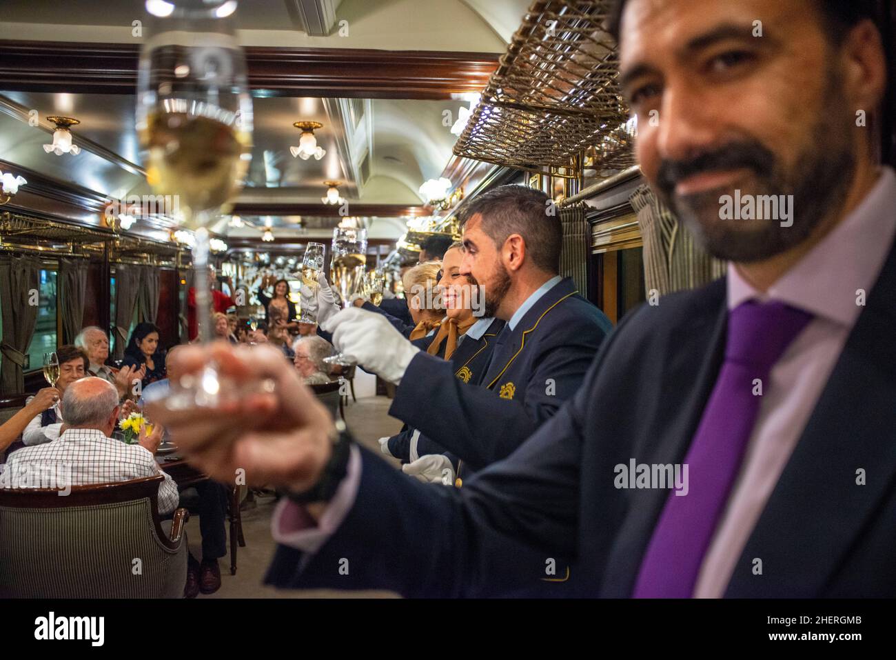 Champagne drink in the AlAndalus luxury train travelling