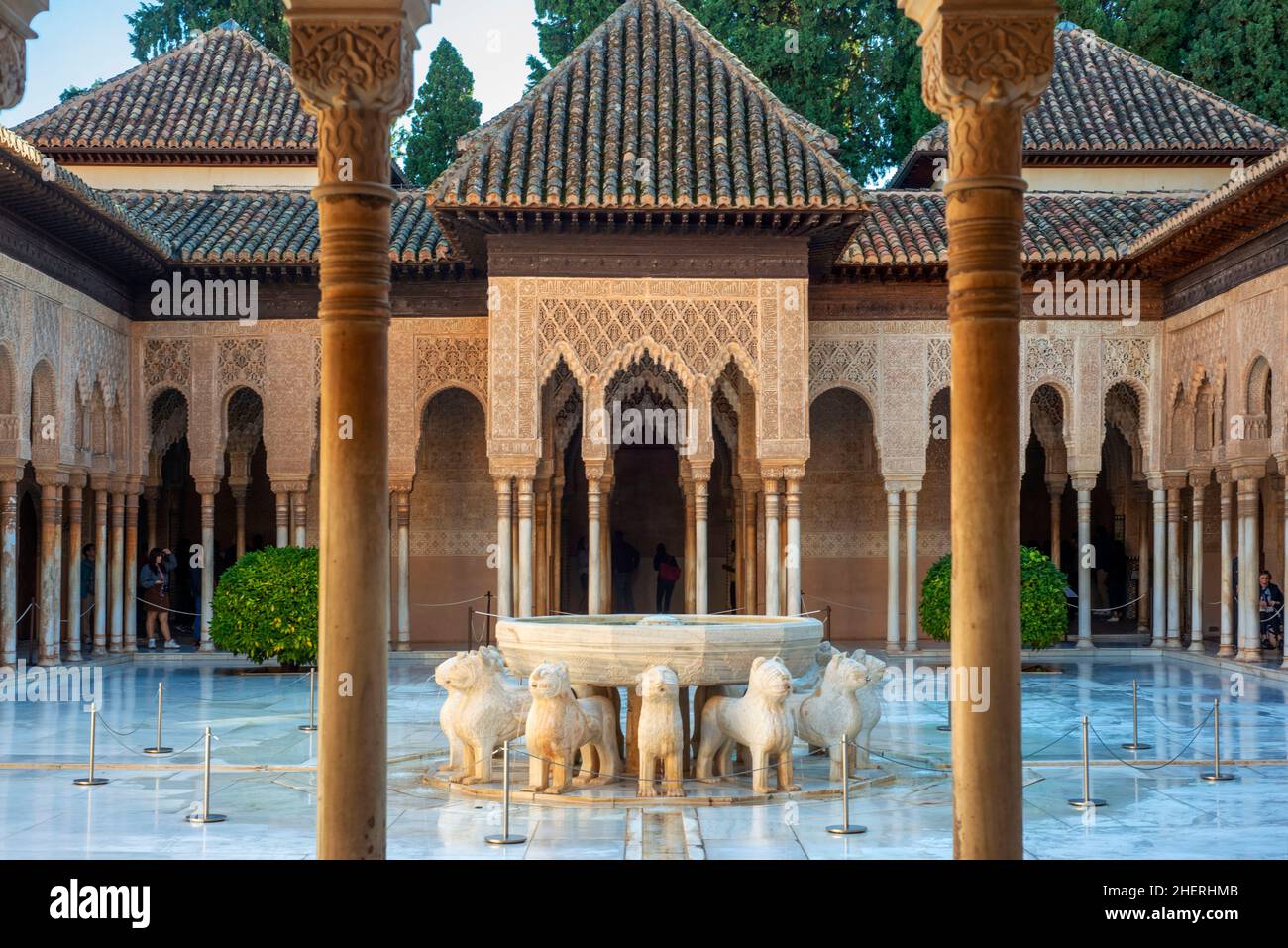 Alhambra Palace Court Of The Lions Lion Fountain Panorama Granada alhambra-palace-court-of-the-lions-lion-fountain-panorama-granada