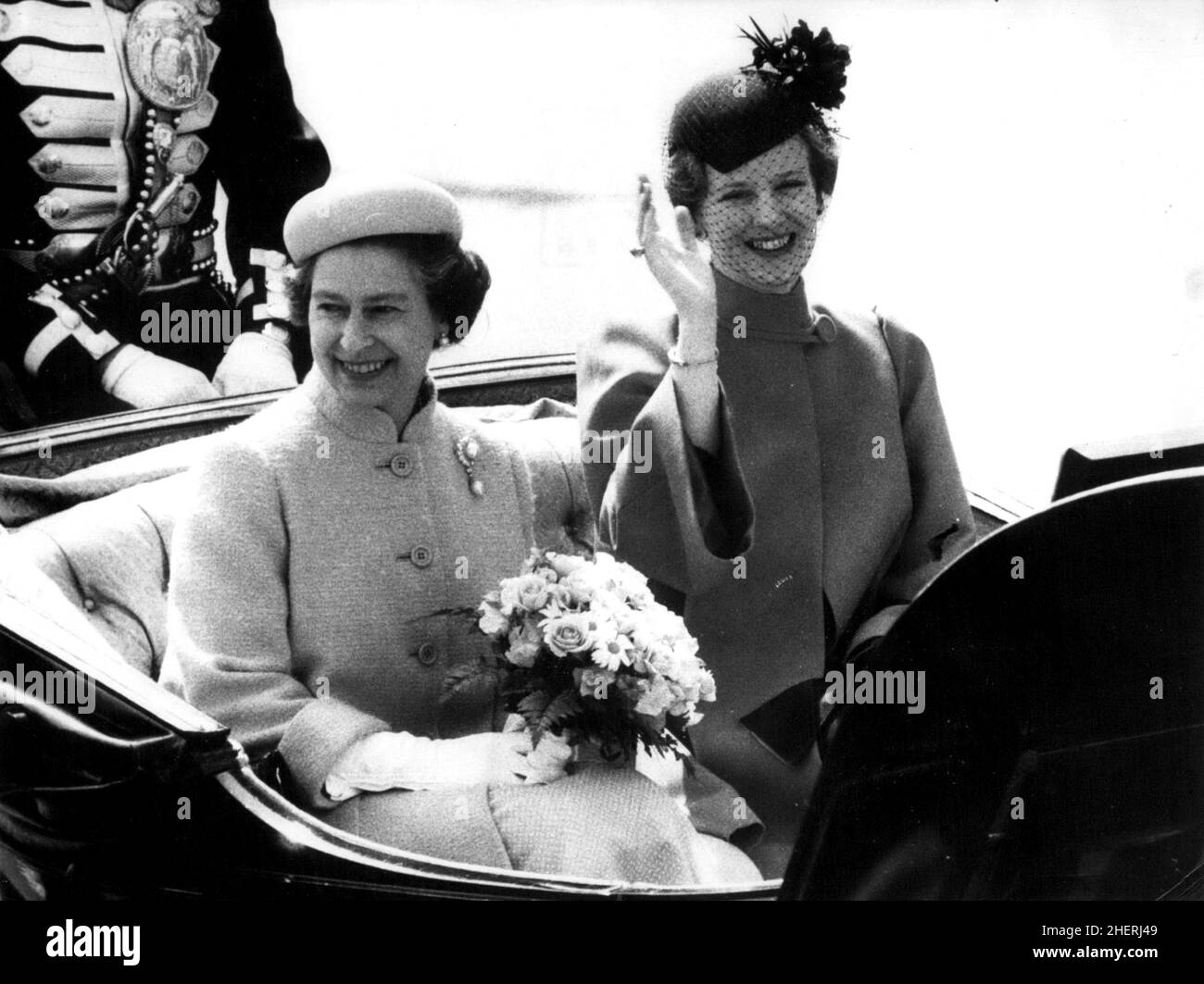Queen elizabeth ii with queen margrethe of denmark Black and White