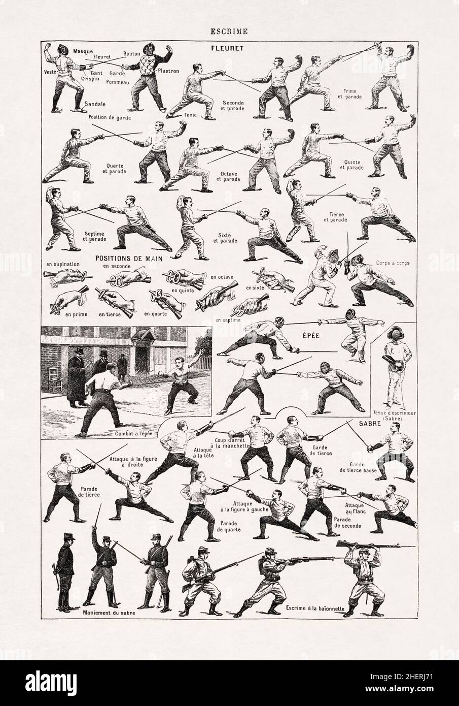 Illustration printed in a late 19th century french dictionary depicting