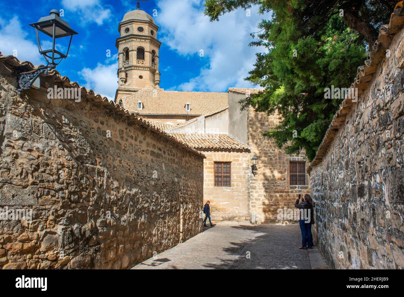 Old University, Chapel of San Juan Evangelista and street of the historic center, Baeza, UNESCO World Heritage Site. Jaen province, Andalusia, Souther Stock Photo