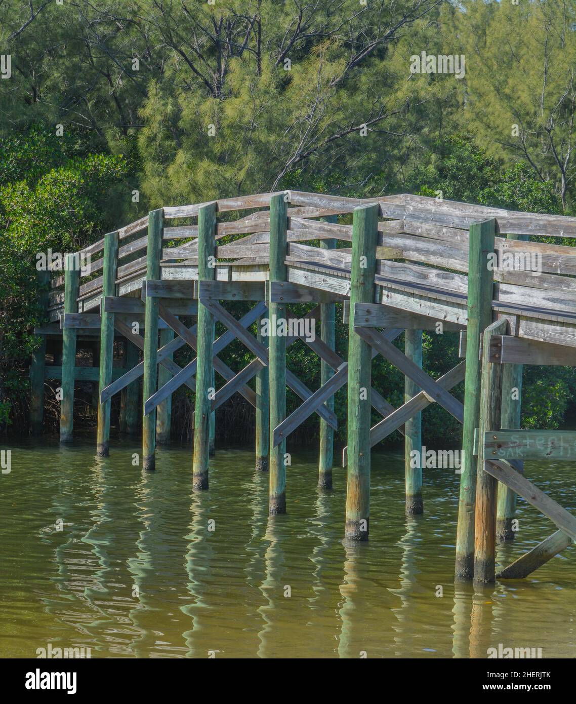 A walking Bridge in Round Island Riverside Park on the Indian River