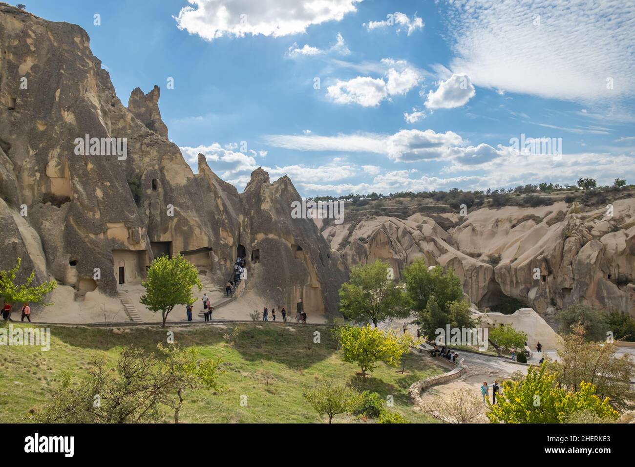 Goreme Open Air Museum and fairy chimneys in Cappadocia, Turkey - October,2021. Goreme open air museum and fairy chimneys. Unesco world heritage site. Stock Photo