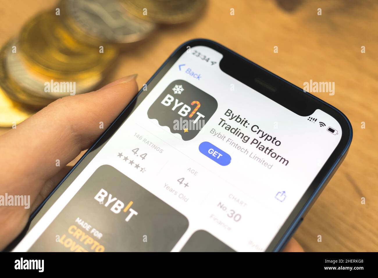 Kharkov, Ukraine - January 10, 2022: Bybit app icon closeup. Crypto trading  platform. Woman with application on Apple iPhone 12 Stock Photo - Alamy