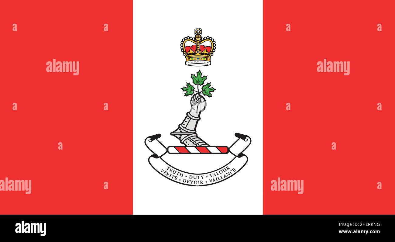Top view of flag of Royal Military College of Canada, Canada. Canadian