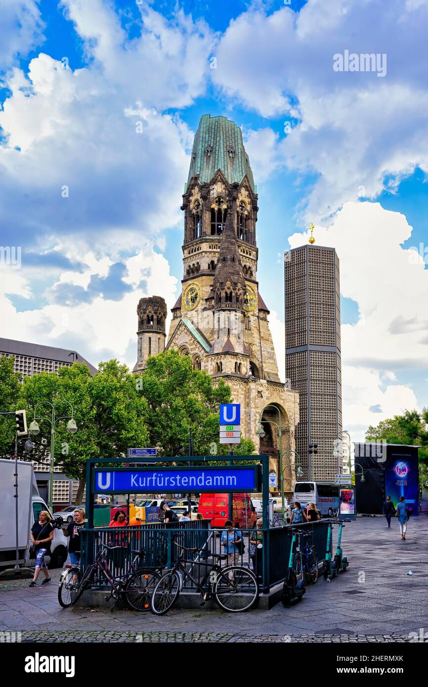 Kaiser Wilhelm Memorial Church, Kurfuerstendamm, Charlottenburg, Berlin, Germany Stock Photo