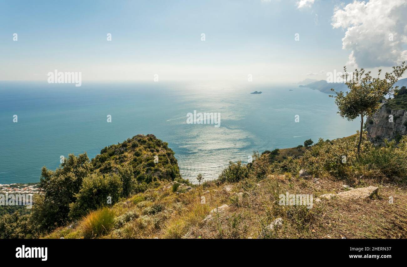 Sentiero degli Dei (Italy), Trekking route from Agerola to Nocelle in Amalfi coast, called "The Path of the Gods" in Campania, Italy Stock Photo