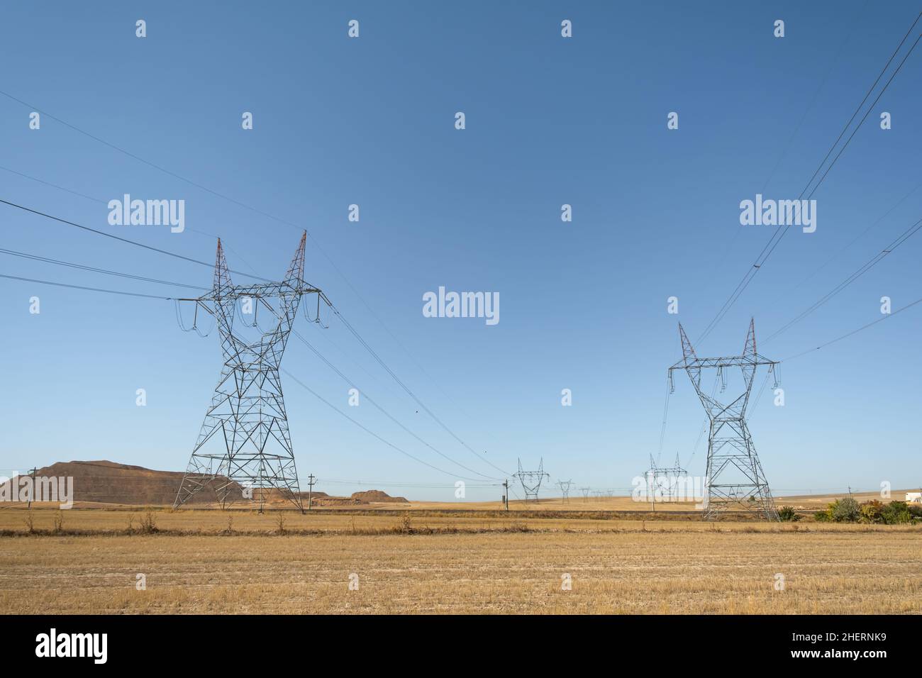 High voltage electricity tower or post. Electricity poles and electric