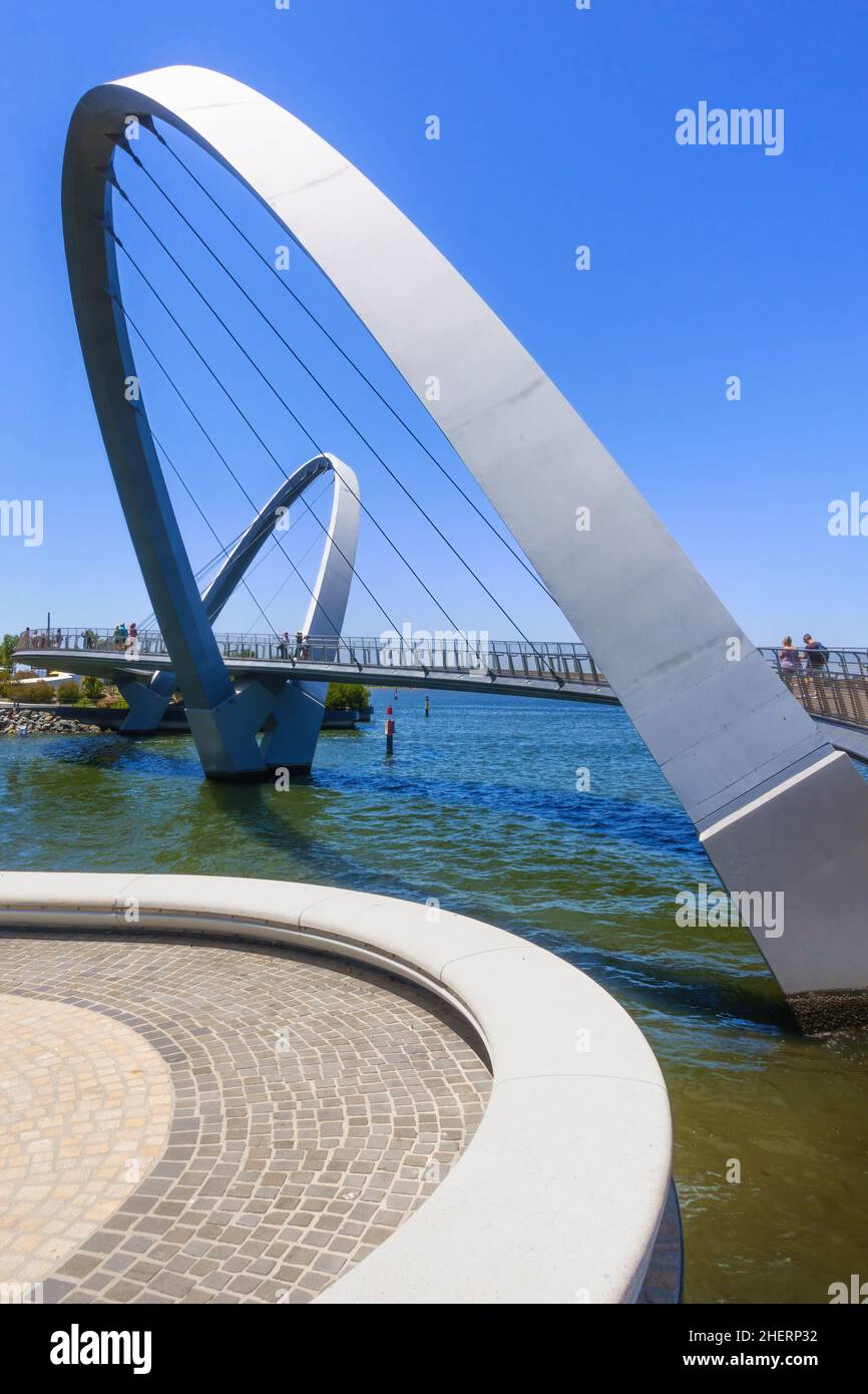 Perth, WA, Australia -  Bridge over Swan River by ARUP at Elizabeth Quay Stock Photo