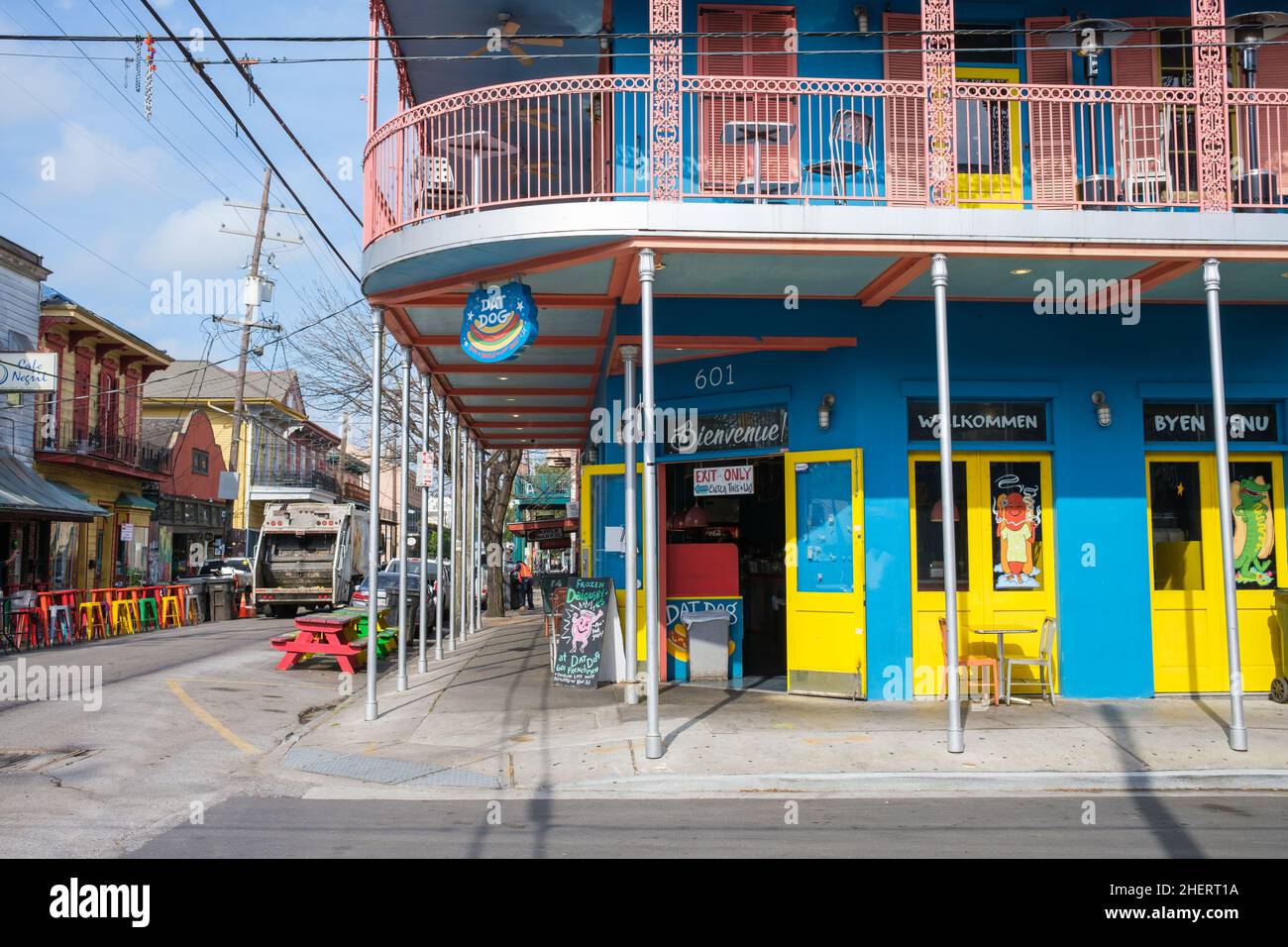 NEW ORLEANS, LA, USA JANUARY 9, 2022 Dat Dog Restaurant on Frenchmen