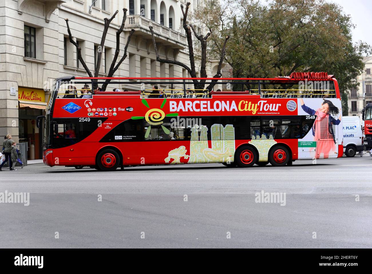 Sightseeing Bus, Barcelona City Tour, Barcelona, Catalonia, Spain Stock