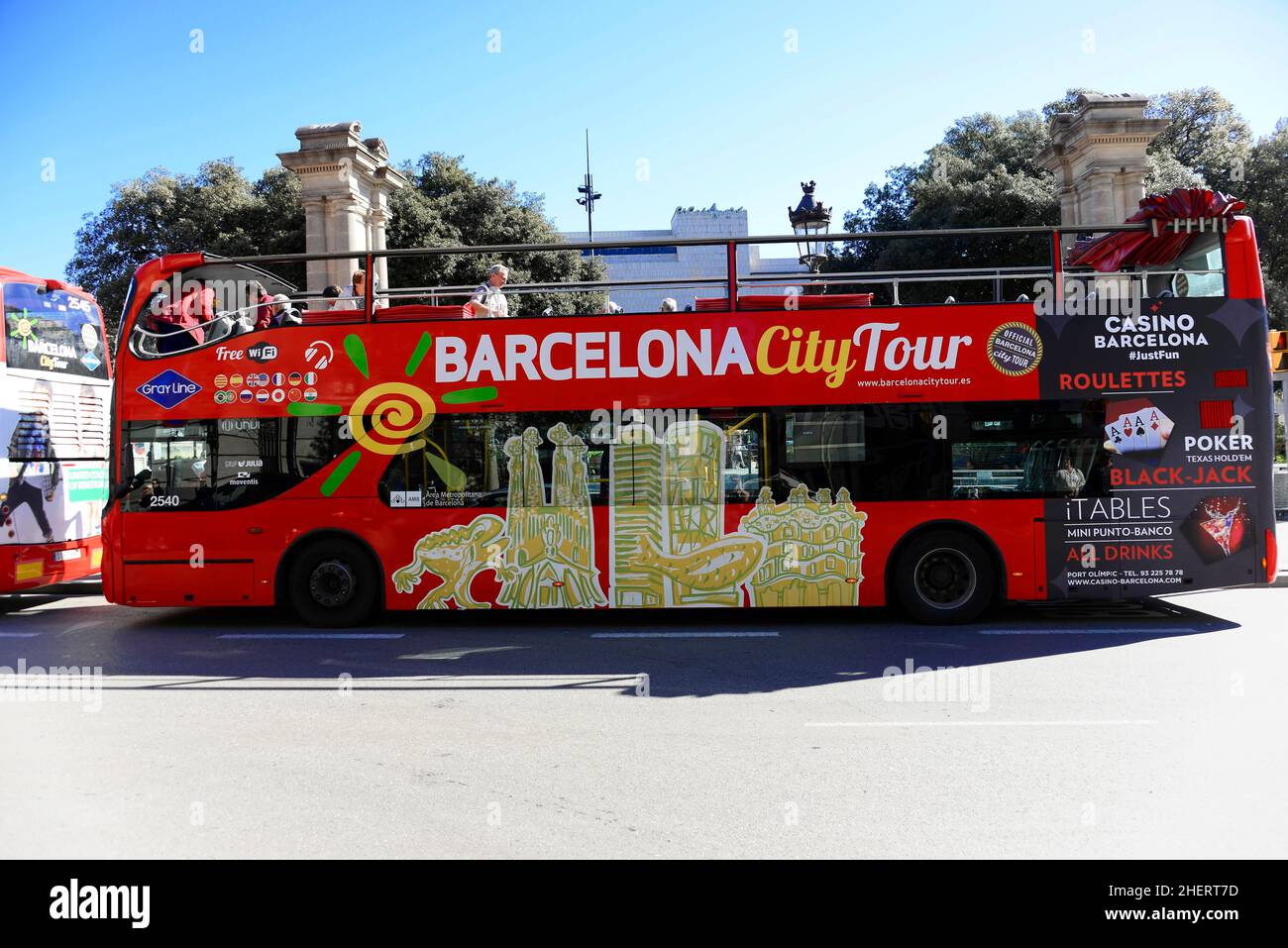 Sightseeing Bus, Barcelona City Tour, Barcelona, Catalonia, Spain Stock