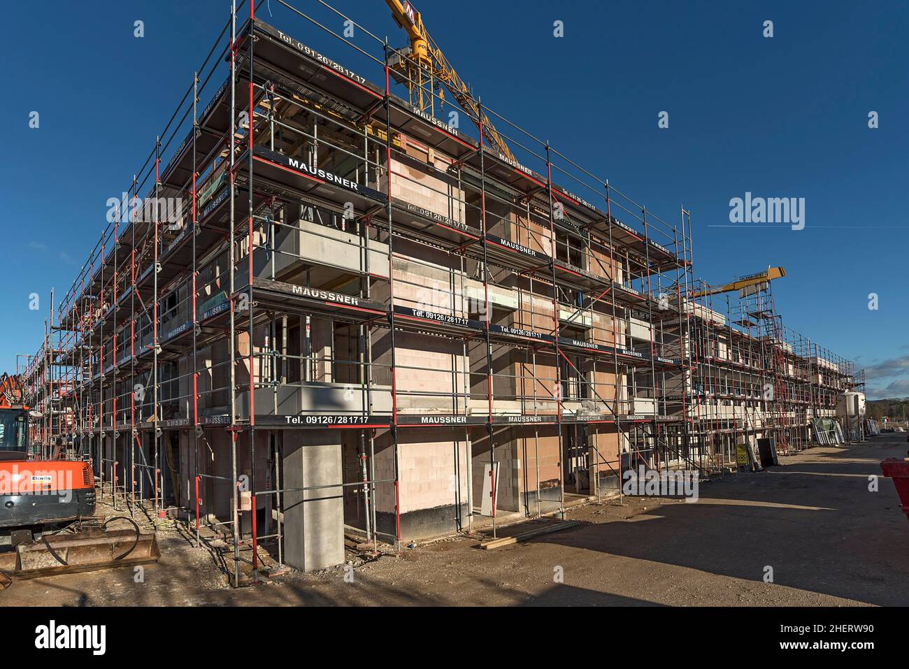 Major construction site, new construction of rental flats, Eckental