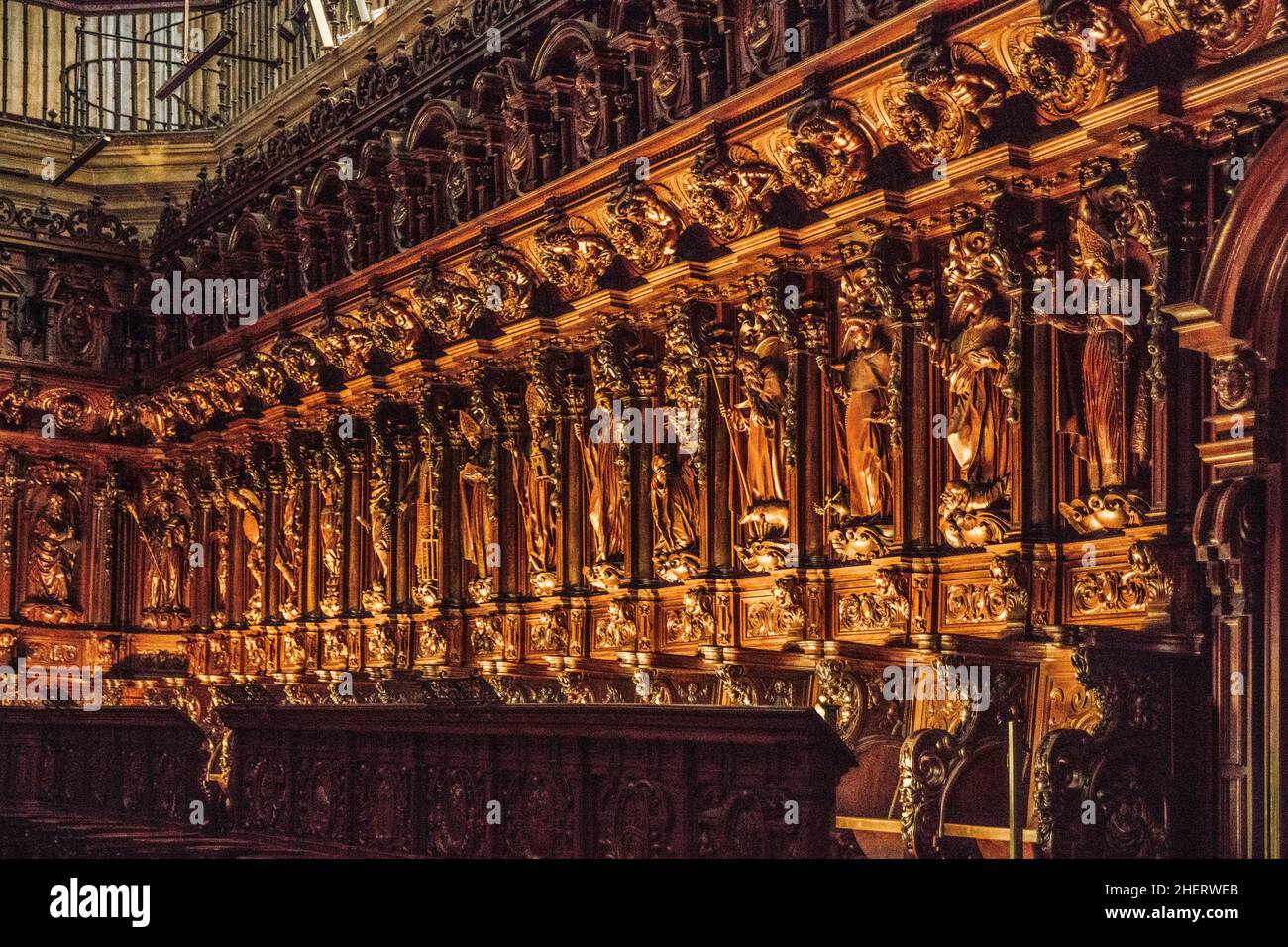 Choir stalls, Santa Iglesia Cathedral, Catedral Basilica de la Encarnacion, Malaga, Malaga, Andalusia, Spain Stock Photo