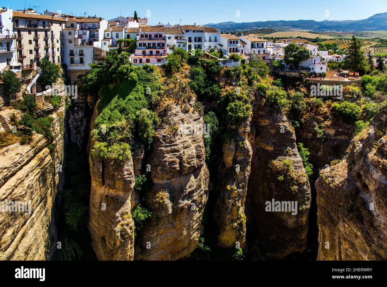 El Tajo gorge carved deep into the rock by the Rio Guadalevin, Ronda ...