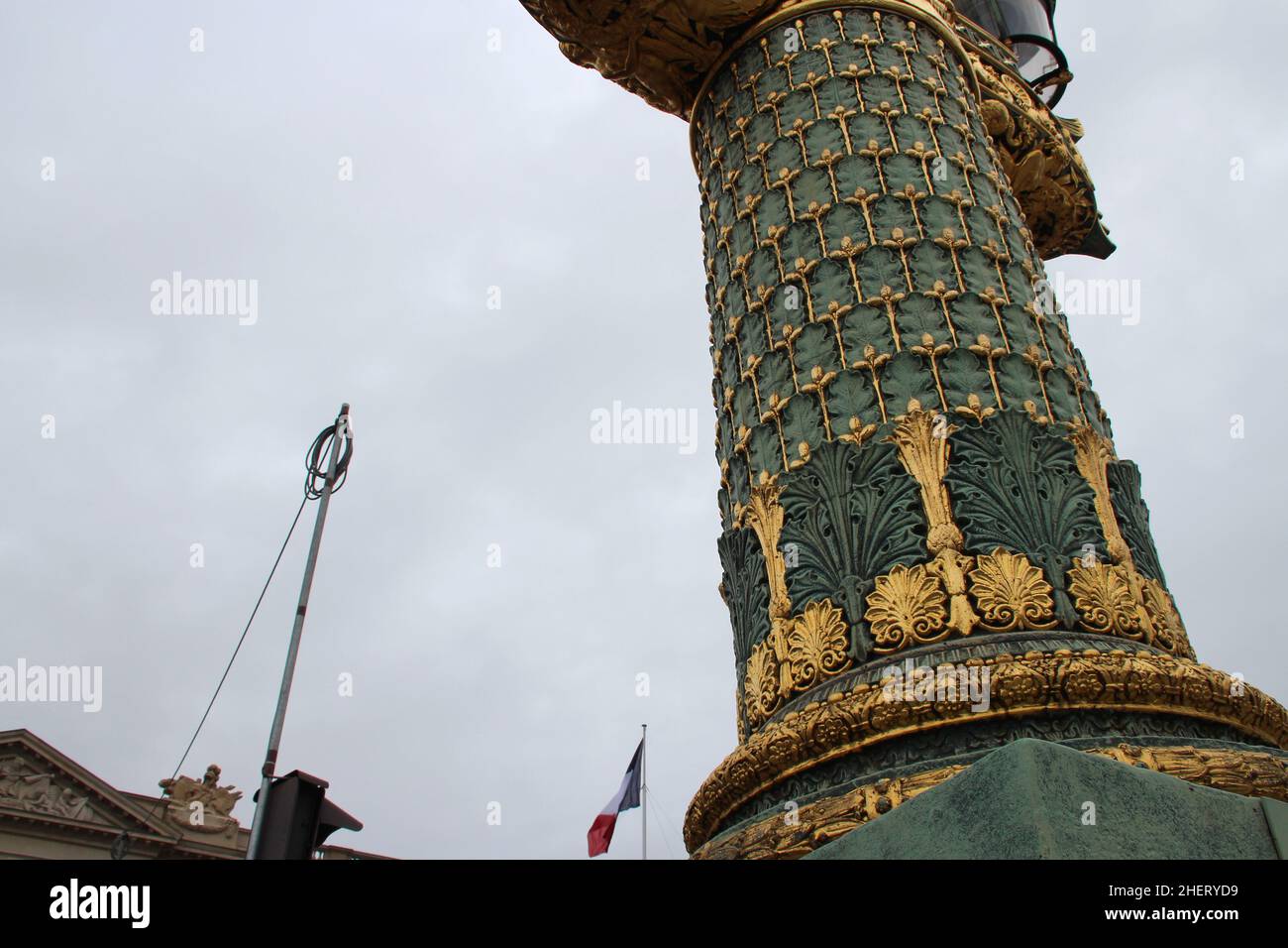 lamppost at concorde square in paris in france Stock Photo