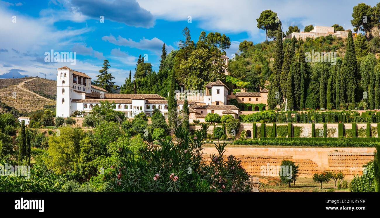 View of Generalife, summer palace of the Moorish rulers, oldest