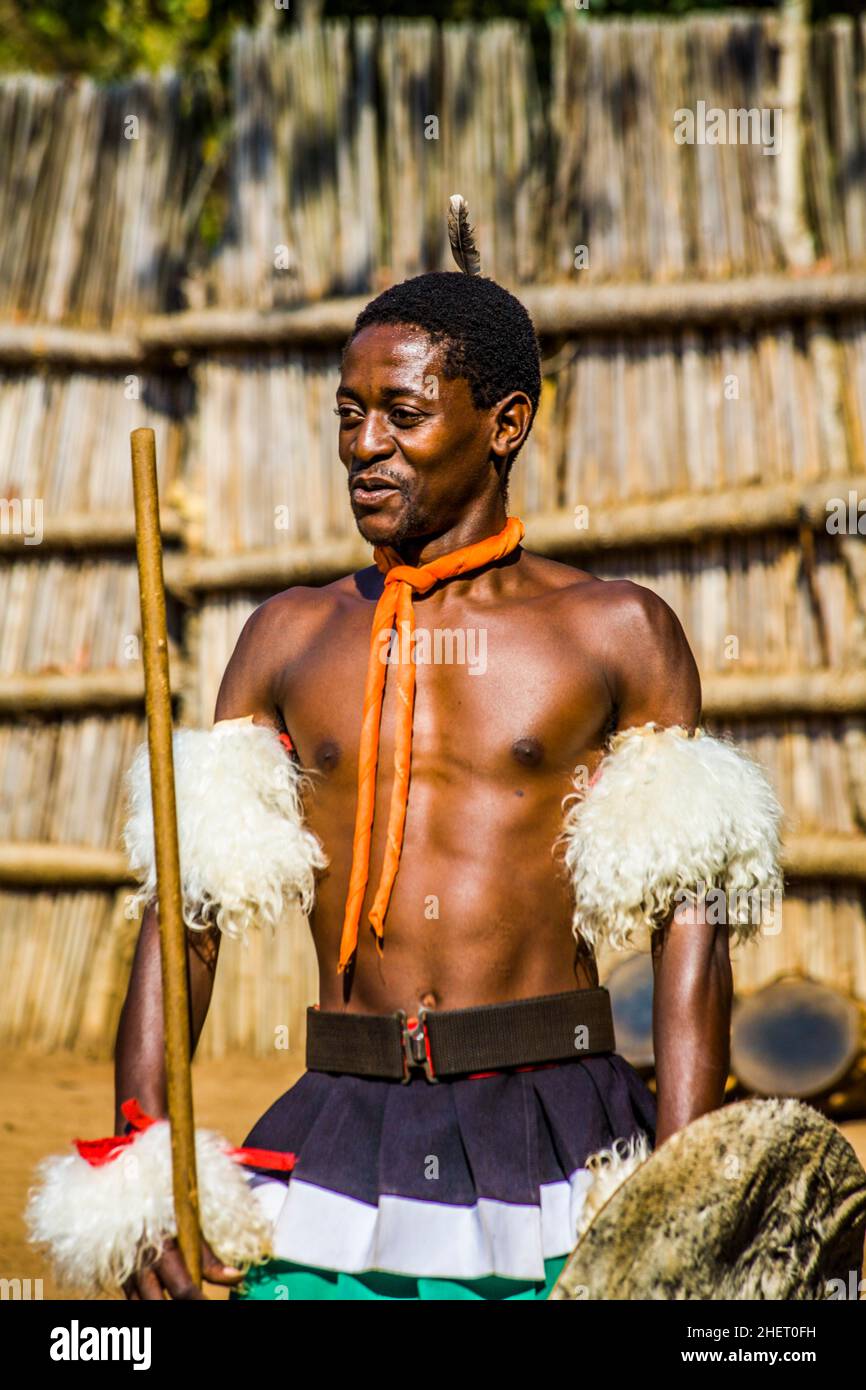 Insights into the lives of the Swazis, Swazi Cultural Village, Wildlife Sanctuary, Swaziland, eSwatini, South Africa, Milwane Stock Photo