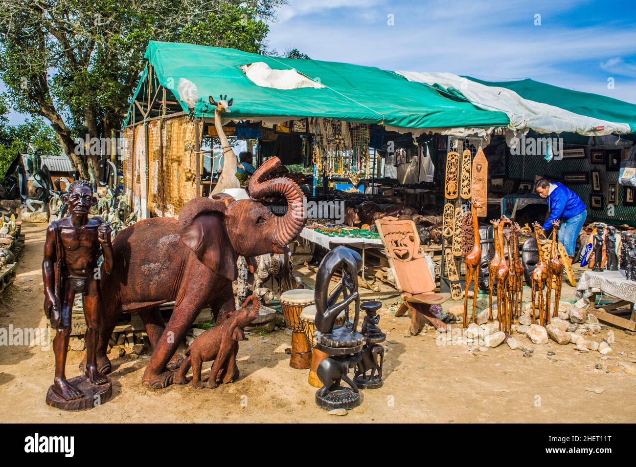 Woodcarving Market, South Africa, Knysna Stock Photo
