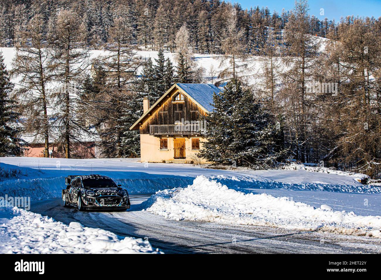 Adrien Fourmaux (FRA), Ford Puma Rally 1 team M-Sport, action, during the tests prior to the 2022 WRC World Rally Car Championship, Monte Carlo rally on January 11 2022 at Ancelle, France - Photo Bastien Roux / DPPI Stock Photo