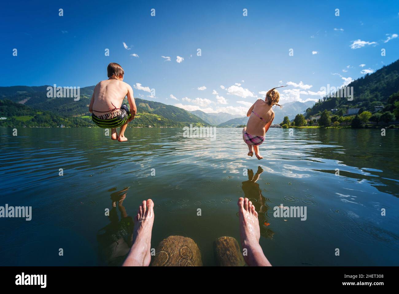 Child girl river jumping hi-res stock photography and images - Alamy