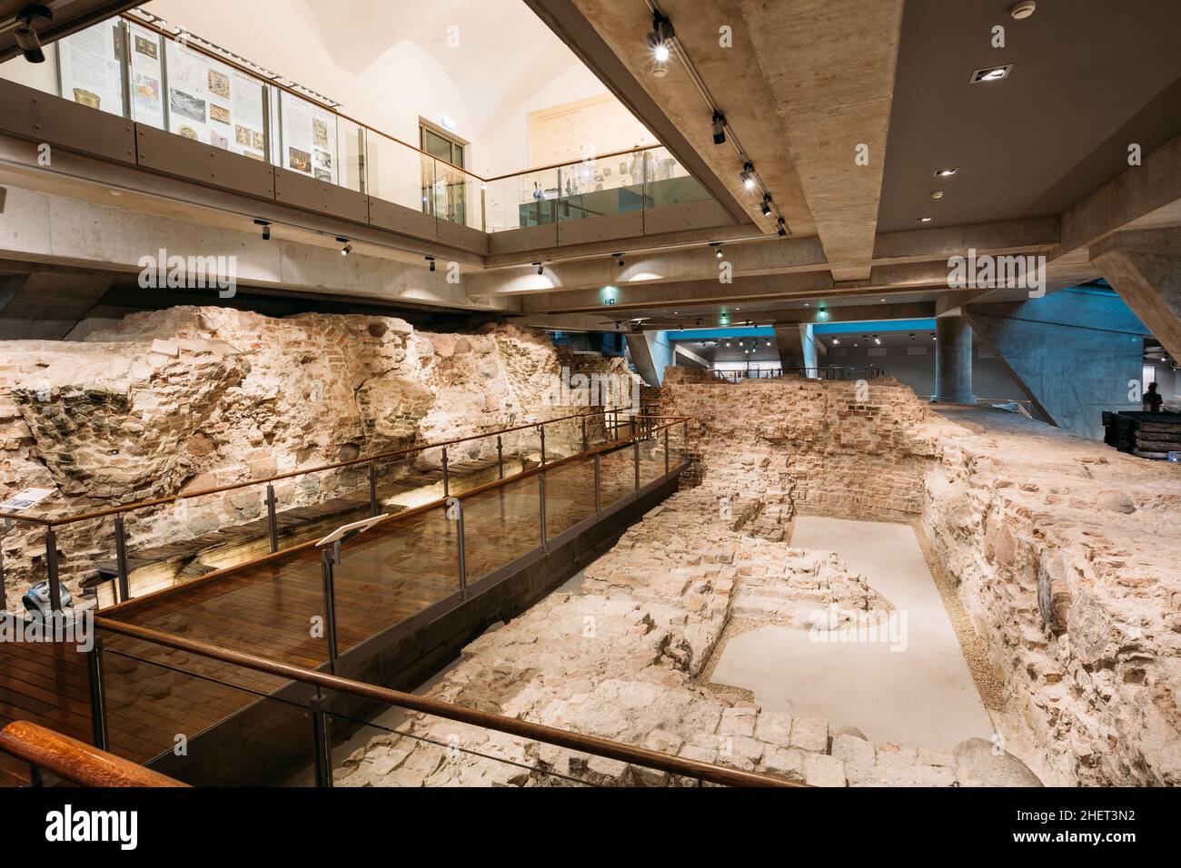 Exhibition Hall Of Medieval Ruins In Palace Of The Grand Dukes Of Lithuania, Vilnius. Stock Photo