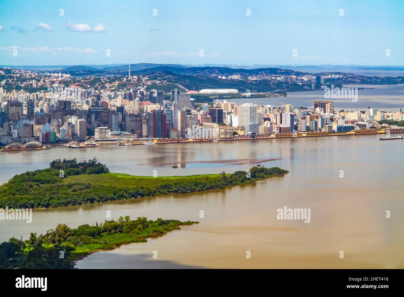 Aerial view of Porto Alegre, RS, Brazil. Aerial photo of the biggest city  in the South of Brazil. 7465812 Stock Photo at Vecteezy