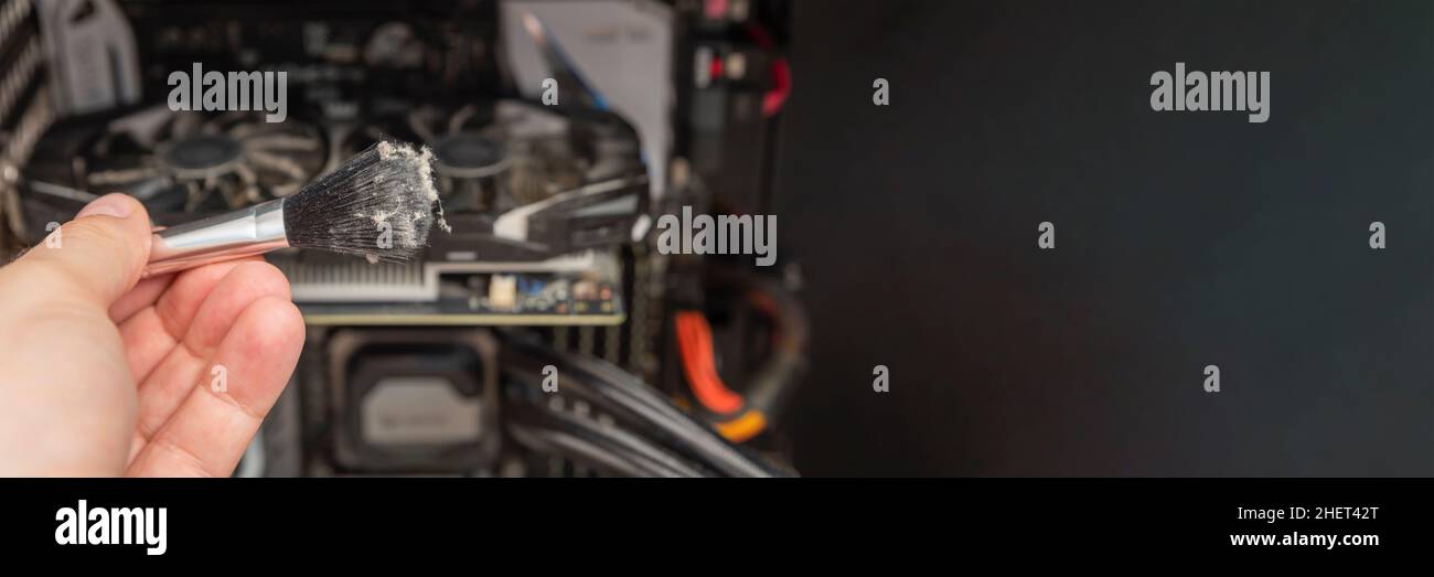 Cleaning dirty computer. Computer maintenance. Cleaning a dirty