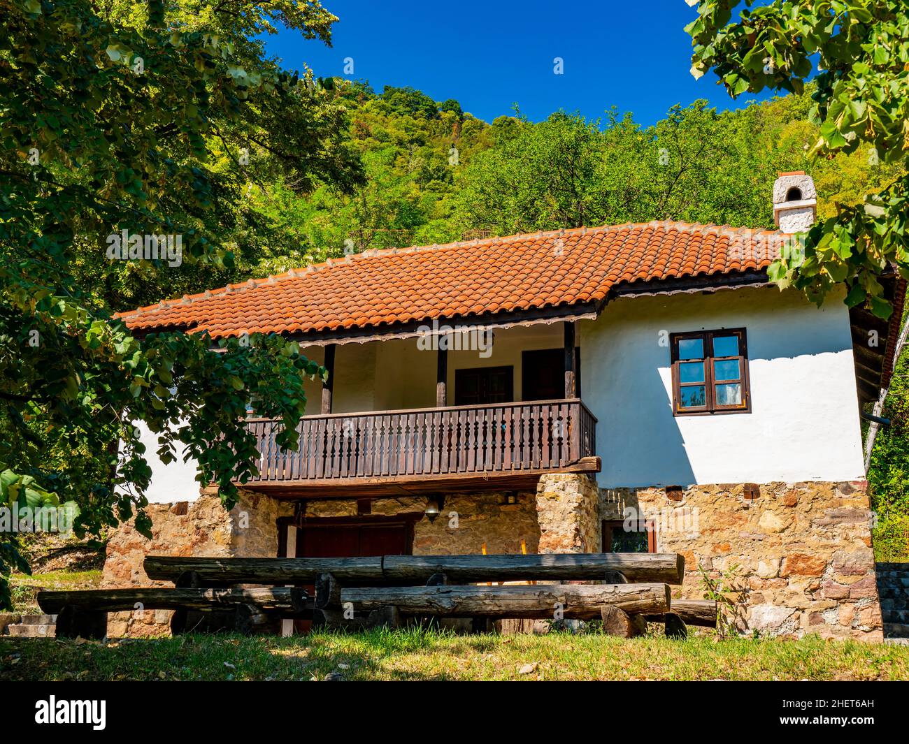 View at traditional 19th century Serbian house at Lepenski Vir, Serbia Stock Photo Alamy