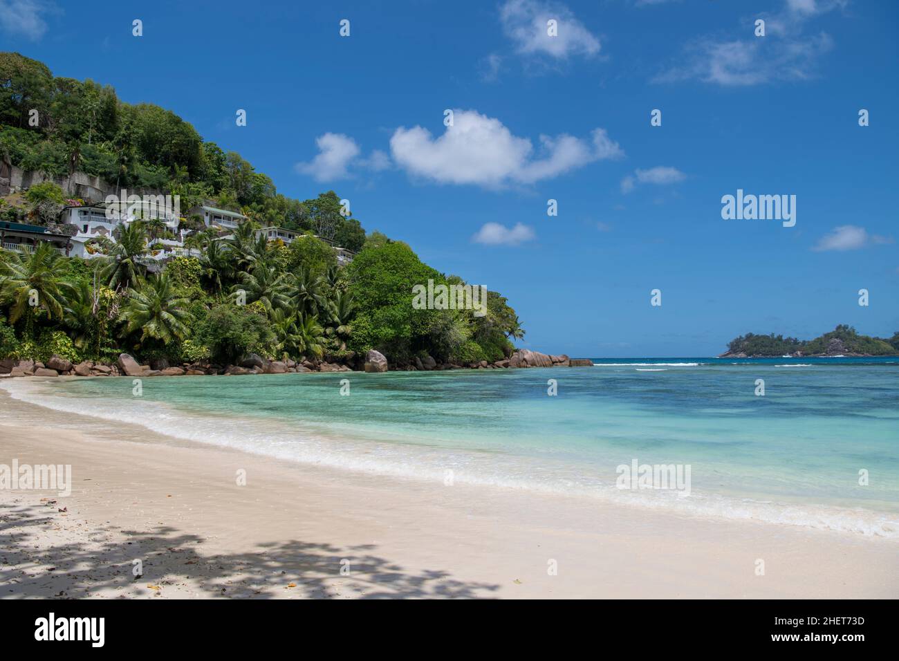 Headland and cove Anse a La Mouche West Coast Mahe Island Seychelles Stock Photo