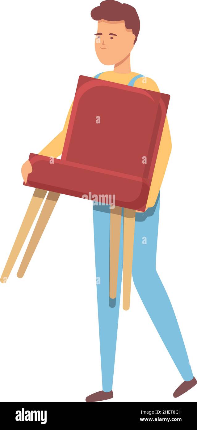 Chair house relocation icon cartoon vector. Move box. New moving Stock