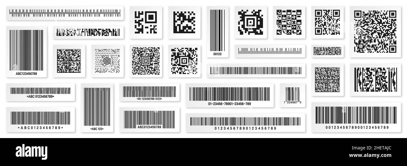 Set of product barcodes and QR codes. Identification tracking code