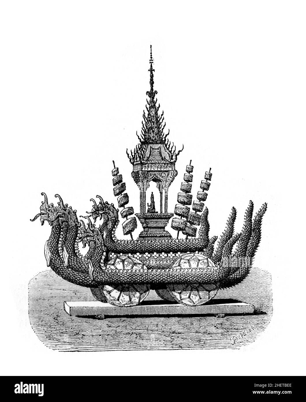 Buddha’s Triumphal Car, line illlustration from Central Africa, Japan and Fiji published in 1882 by Hodder & Stoughton, London Stock Photo