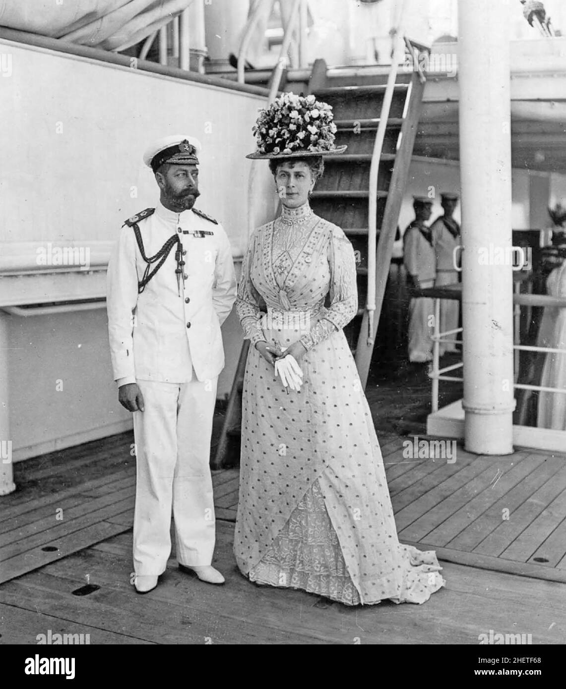 KING GEORGE V and Queen Mary on their voyage to India in 1911. Stock Photo