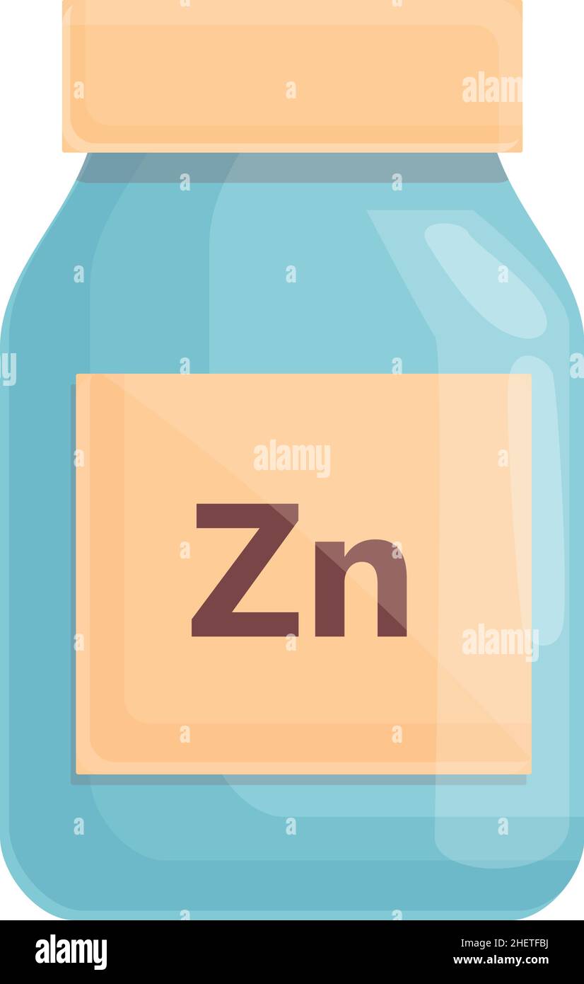Zn capsule jar icon cartoon vector. Mineral food. Element iron Stock Vector